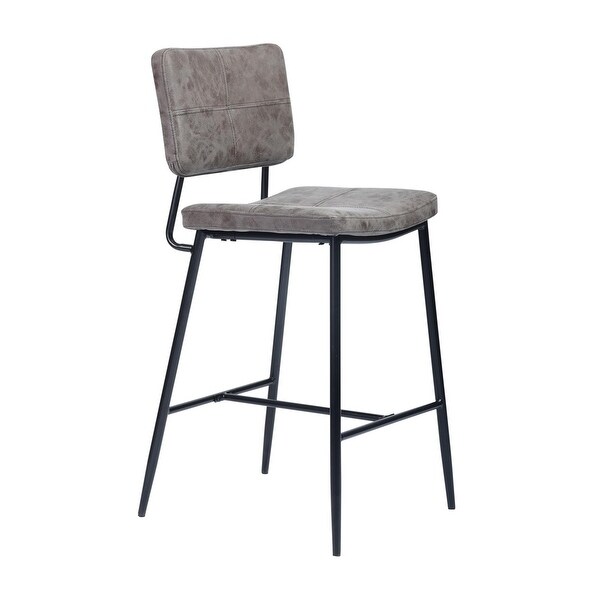 Faux Leather Counter Bar Stools with Metal Legs，Set of 2