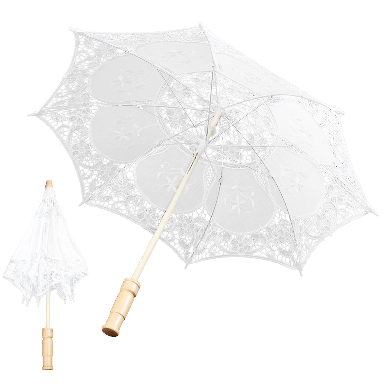 West Style Bridal Lace Umbrella Parasol Banquet Stage Photography Prop Wedding Supplieswhite L Size