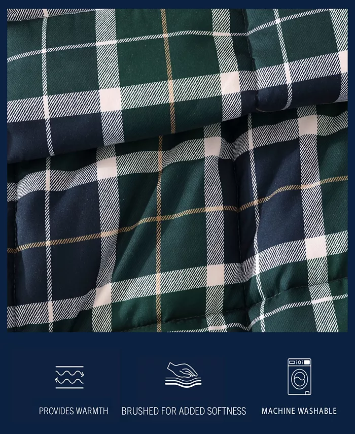 Nautica North Sail Plaid Brushed Microfiber 2 Piece Duvet Cover Set， Twin