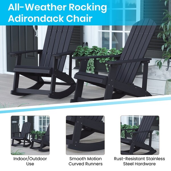 Set of 4 Poly Resin Adirondack Rocking Chairs with 1 Side Table