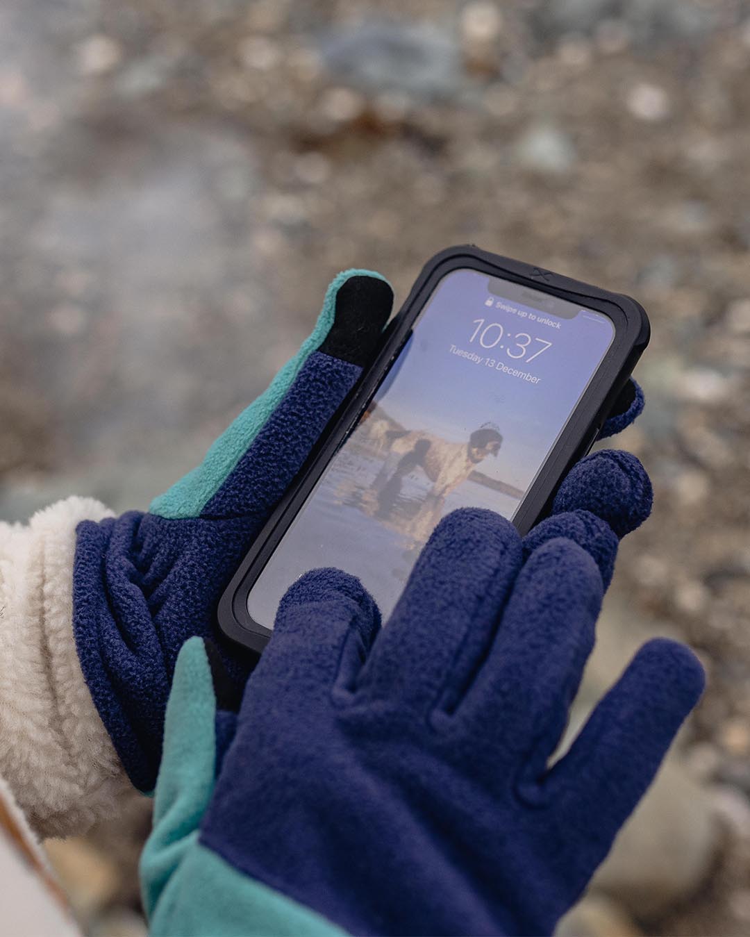 Daytrip Recycled Polar Fleece Touch Screen Gloves - Blue Coral