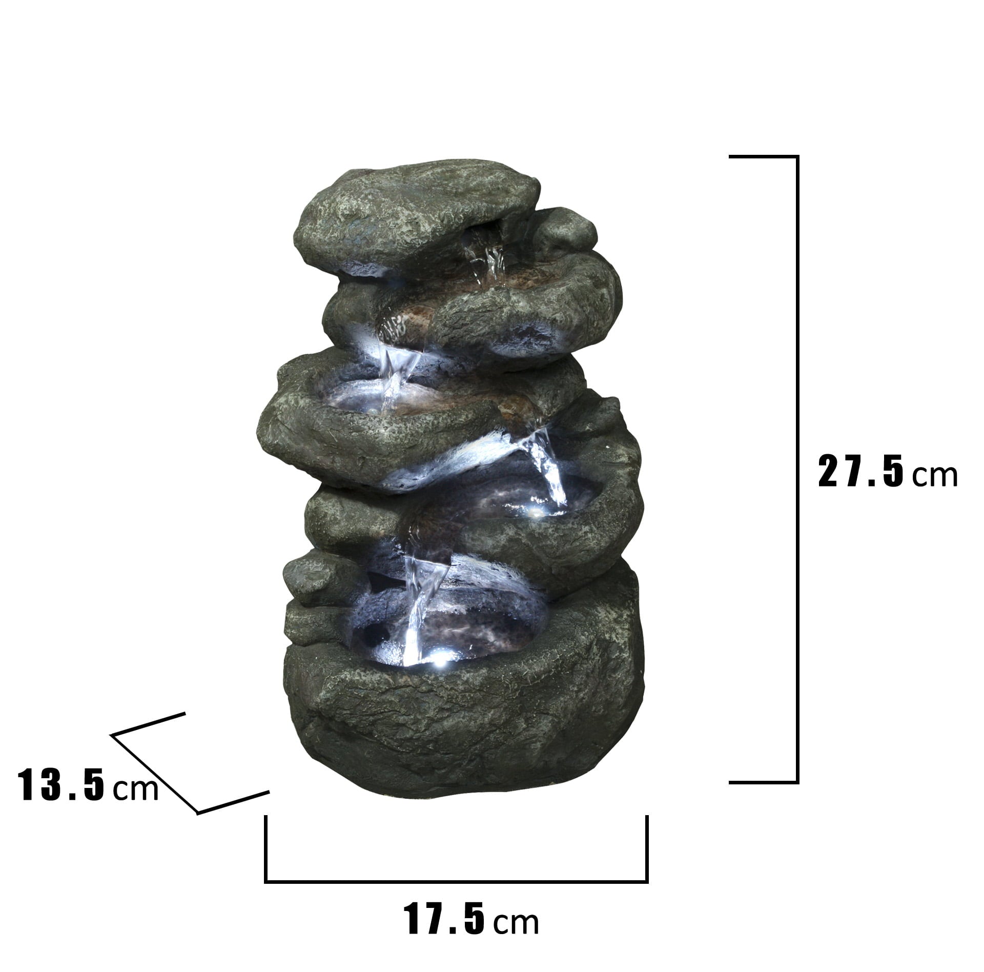 Hi-Line Five Level Rock Fountain with LED Light