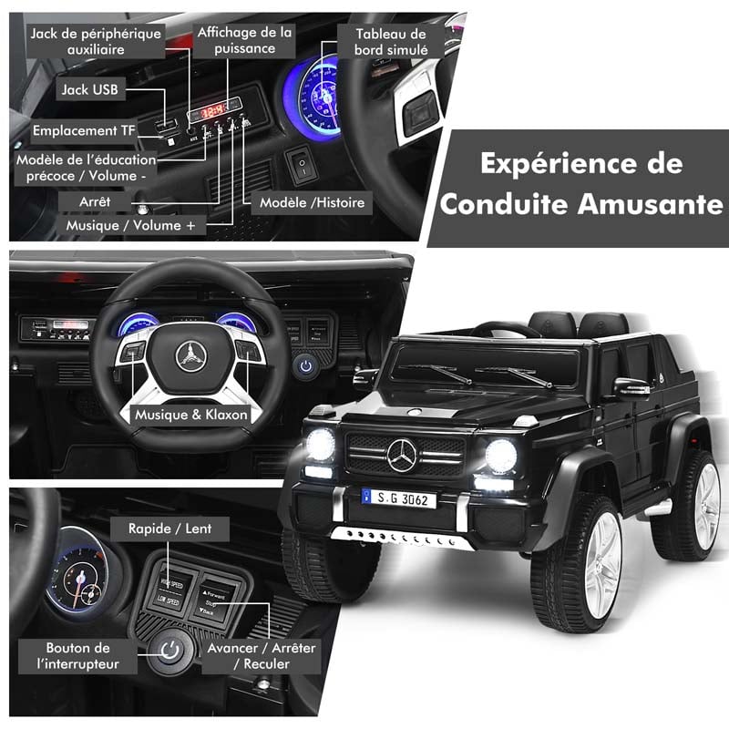 12V Mercedes-Benz G650-S Licensed Kids Ride-On Car, Electric Riding Toy Truck with Remote & Spring Suspension