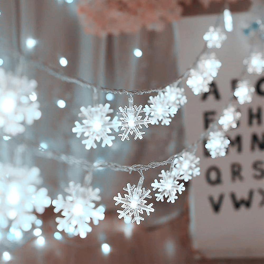 6m 40 Led Christmas Snowflake Fairy String Light Festival Window Curtain Xmas Tree Decor Battery Ope