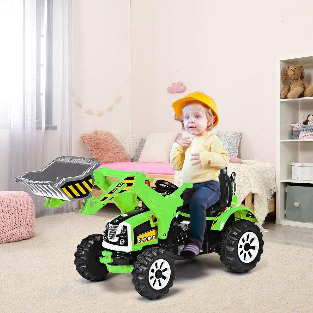 Costzon 12V Battery Powered Kids Ride On Excavator, Electric Truck with High/Low Speed