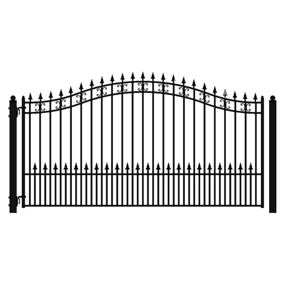 ALEKO St. Louis 16 ft. x 6 ft. Black Steel Single Swing Driveway Fence Gate DG16STPSSW-HD