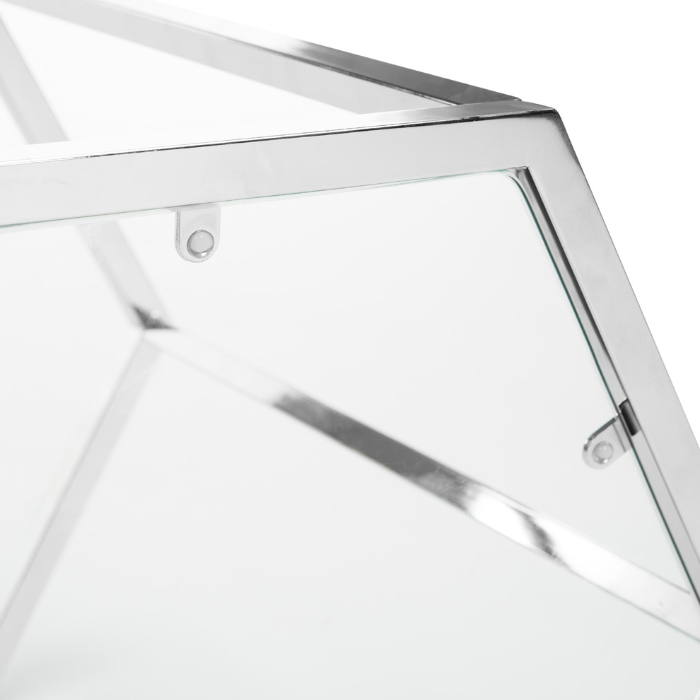 Safavieh Teagan Glass End Table  Chrome   Contemporary   Side Tables And End Tables   by HedgeApple  Houzz