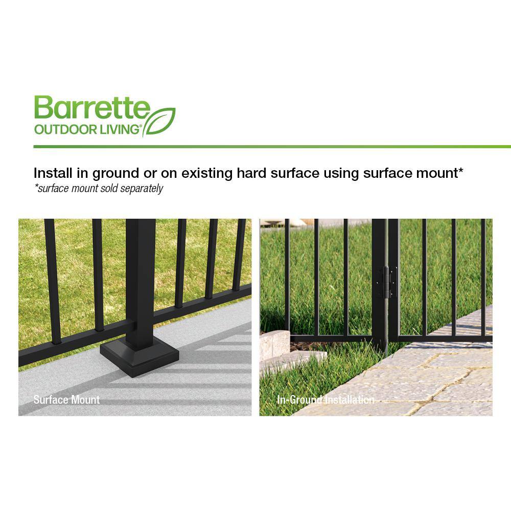 Barrette Outdoor Living Natural Reflections Standard-Duty 4-12 ft. H x 6 ft. W Black Aluminum Pre-Assembled Fence Panel 73002356