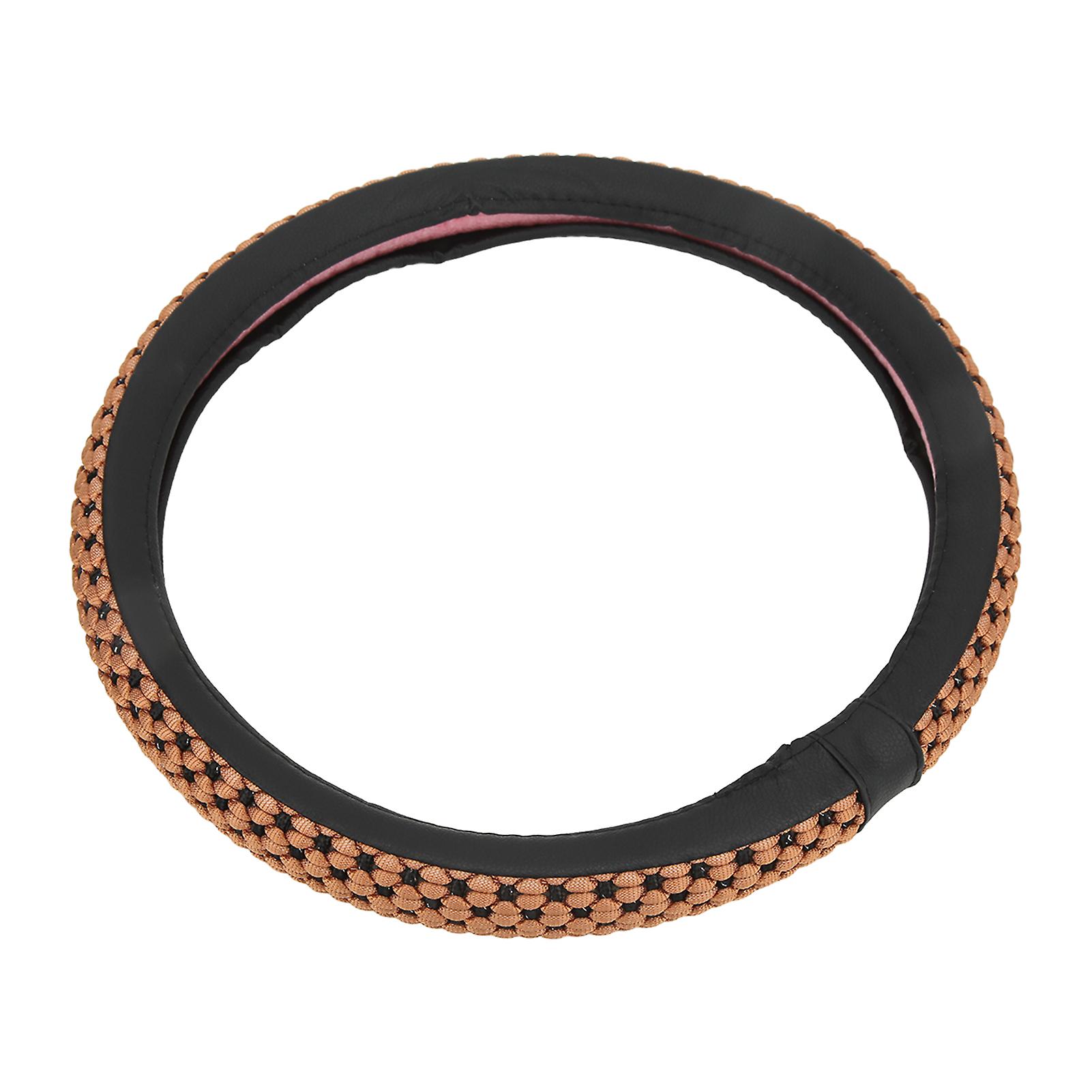 Universal 15 Inch Steering Wheel Cover Anti Slip Steering Wheel Protector Car Interior Accessorybrown