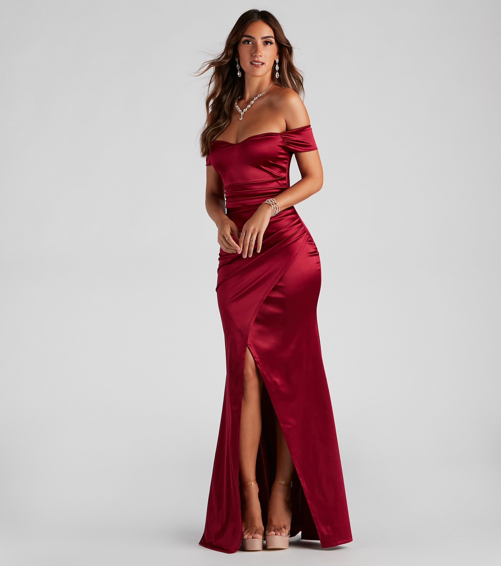 Valencia Formal Off-The-Shoulder Wrap Dress