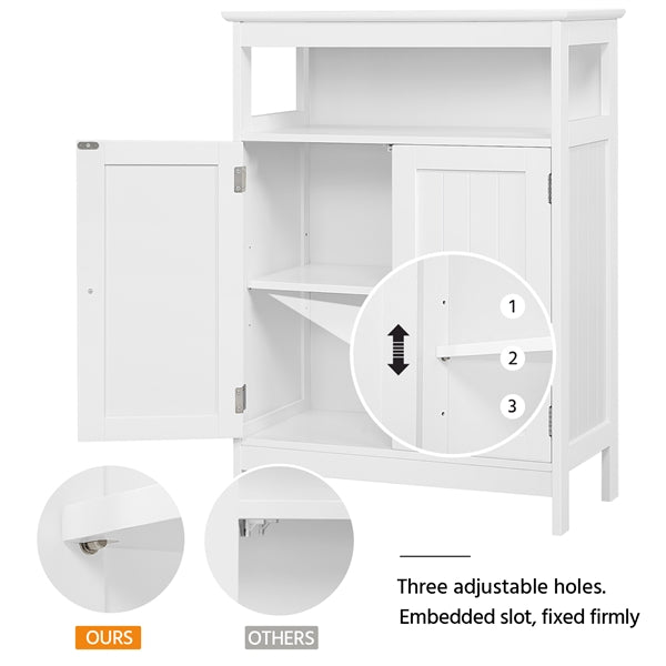 Topeakmart Bathroom Storage Cabinet Multifunctional Floor Cabinet w/Adjustable Shelf White