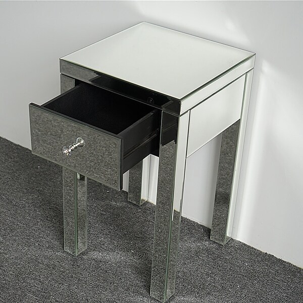 Modern 1 Drawer Mirrored Nightstand Bedside Table - - 33168075