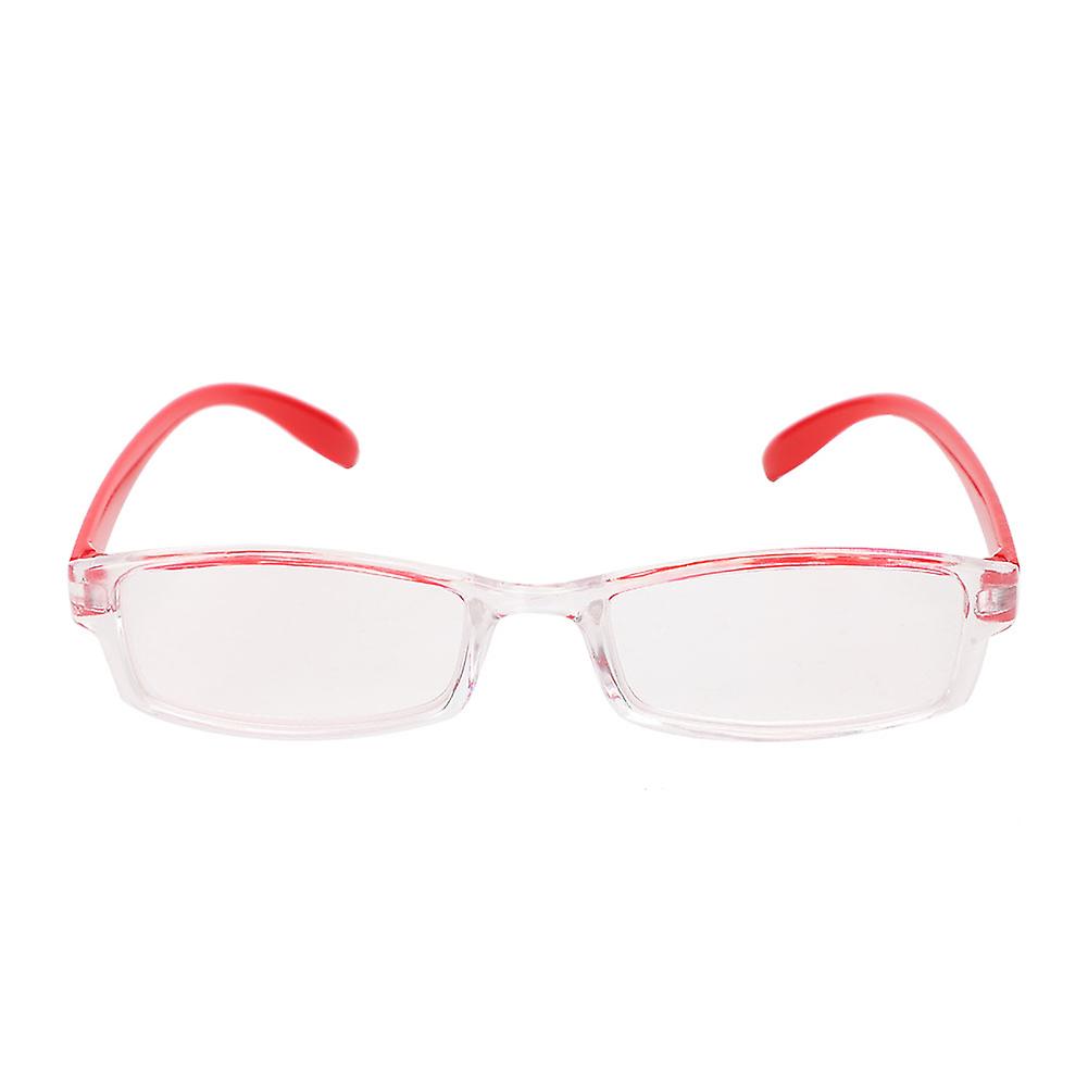 Unisex High Definition Presbyopic Glasses Visual Fatigue Relief Reading Glasses With Case+250 Upper Red Lower Transparent Frame