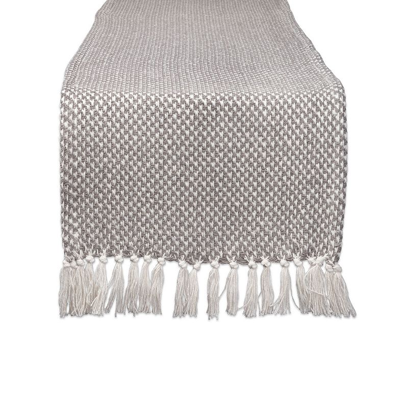 72 Gray and White Rectangular Woven Table Runner