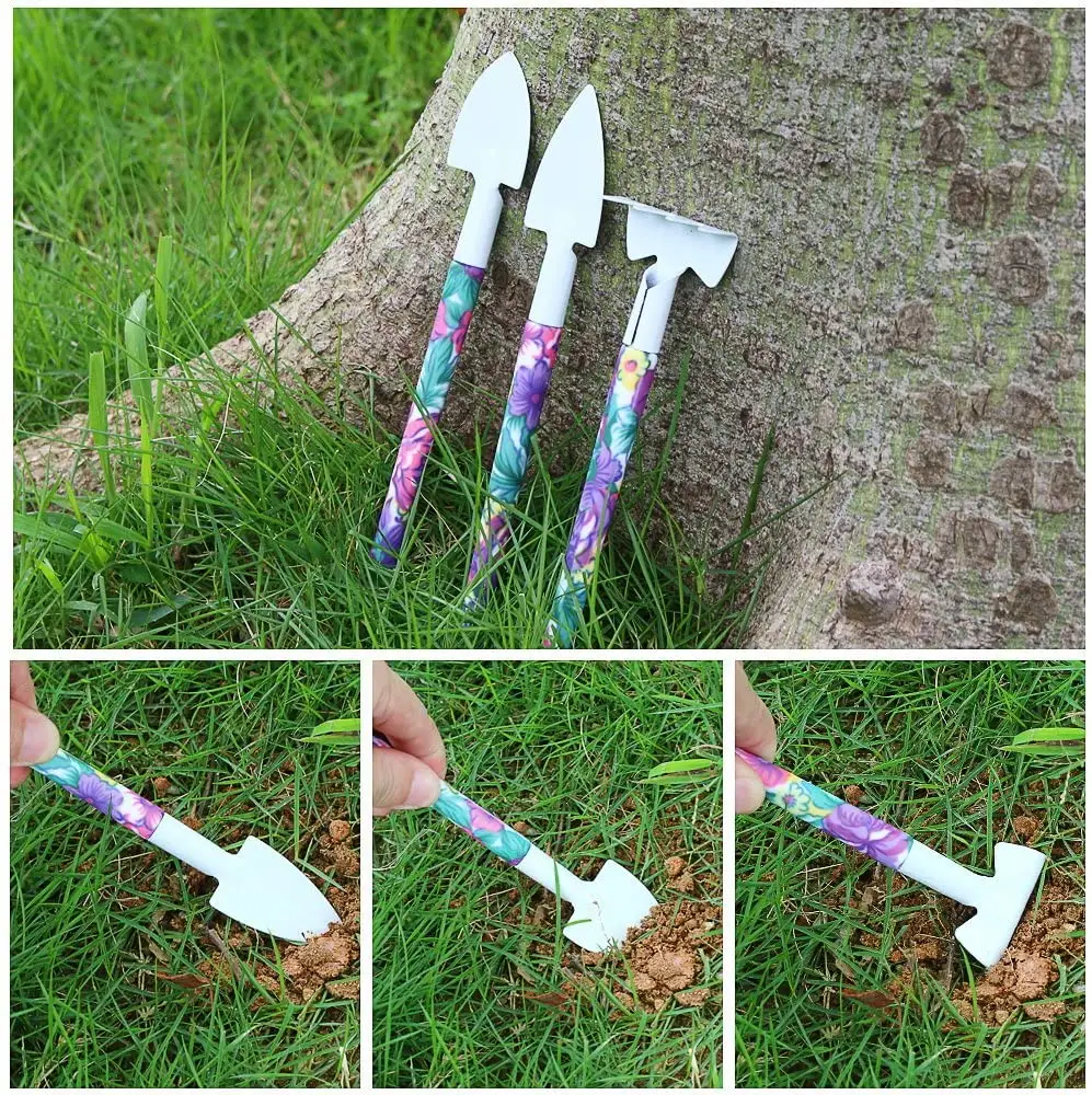 Gardening Tools with Purple Floral Print  Handle Trowel Rake Weeder Pruner Shears Sprayer  Garden Hand Tool Set