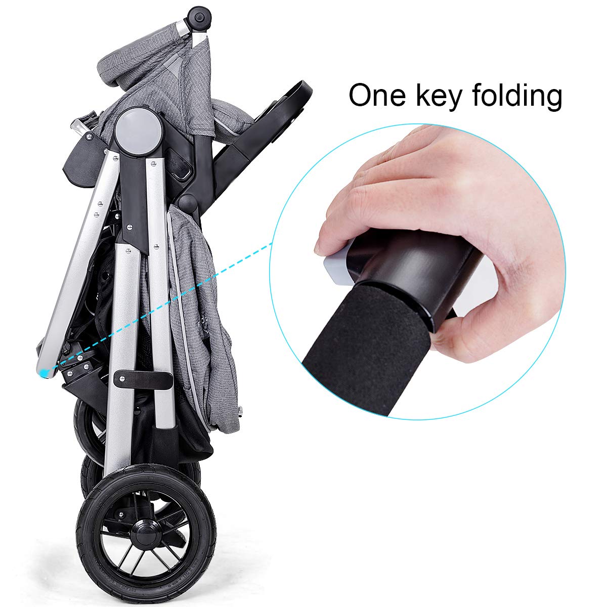 Costzon Baby Stroller, 2-in-1 Convertible Baby Carriage, Infant Pram Stroller with Cup Holder and 5-Point Safety System (Gray)