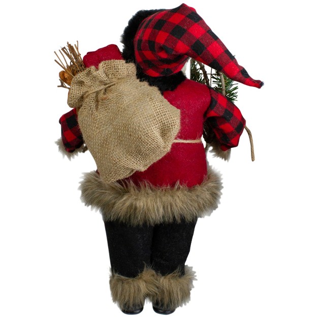 Standing Santa Christmas Figure With Snow Shoes And Bear