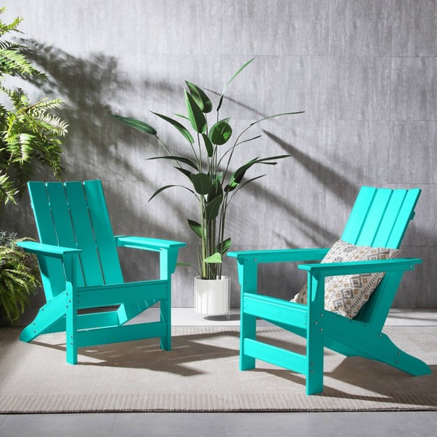 Encino 2pk Resin Contemporary Adirondack Chairs Teal Christopher Knight Home