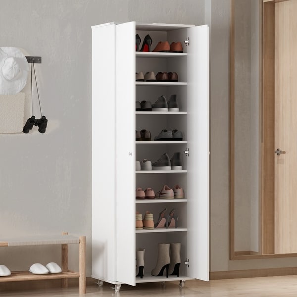 23.6 W 70.9High Shoe Cabinet， 8 Floors， Three Adjustable Boards - - 35444445