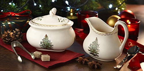 Spode Christmas Tree Gold Sugar Bowl and Creamer Set