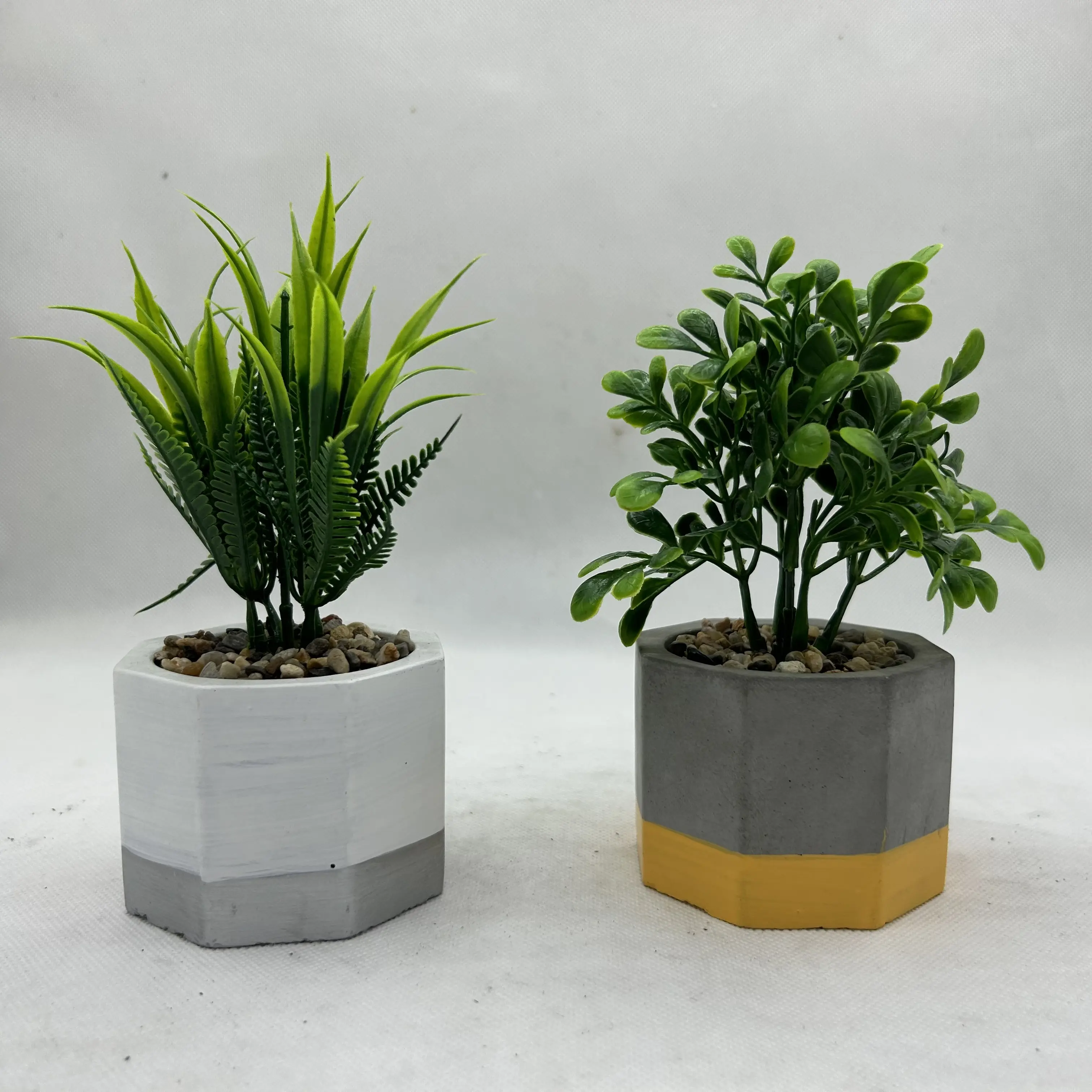 Garden Supplies Two tone Cement Artificial Flowers Plant Pots for Garden Ornaments