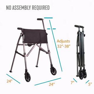 Stander EZ Fold-N-Go Two-Wheel Lightweight Folding Walker with Organizer Pouch in Black Walnut 4300-CB