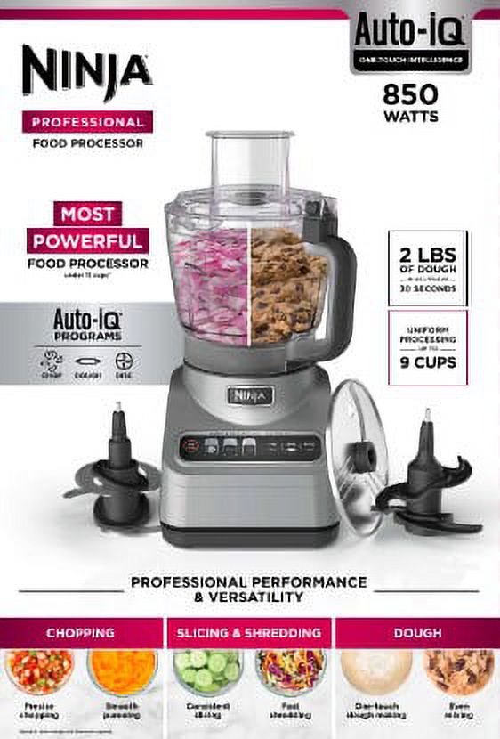 Ninja Professional Food Processor， 850 Watts， 9-Cup Capacity， Auto-iQ Preset Programs， BN600