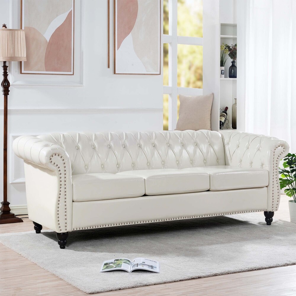 Comfortable Sofa For Living Room with tight pleated rolled arms