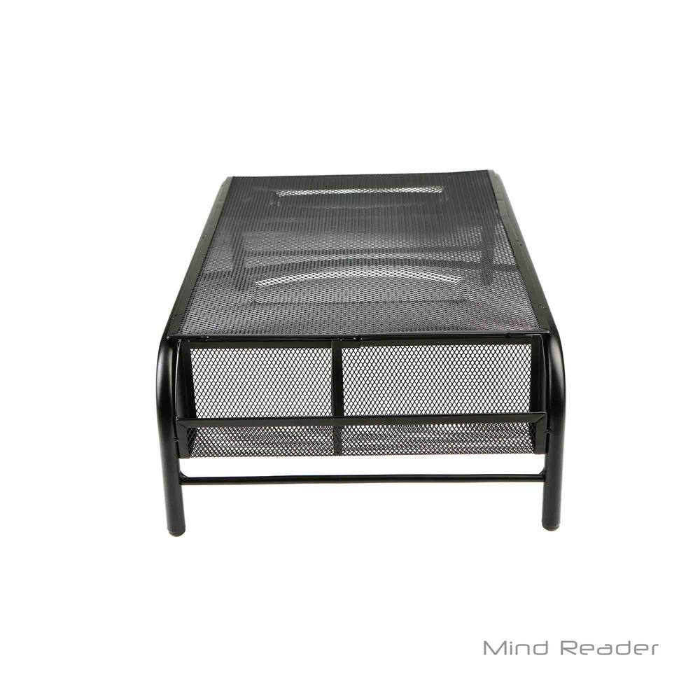 Mind Reader Metal Mesh Monitor Stand in Black MESHM-BLK