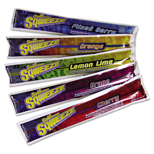 Sqwincher Sqweeze Freeze Pops， Assorted Flavors， 3 oz Packets， 150/Carton (159200201)