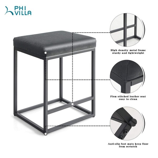 PHI VILLA 24''/ 30'' Height Metal Frame Modern Square Barstool