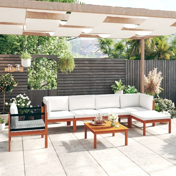 vidaXL Patio Lounge Set Outdoor Sectional Sofa with Cushions Solid Acacia Wood