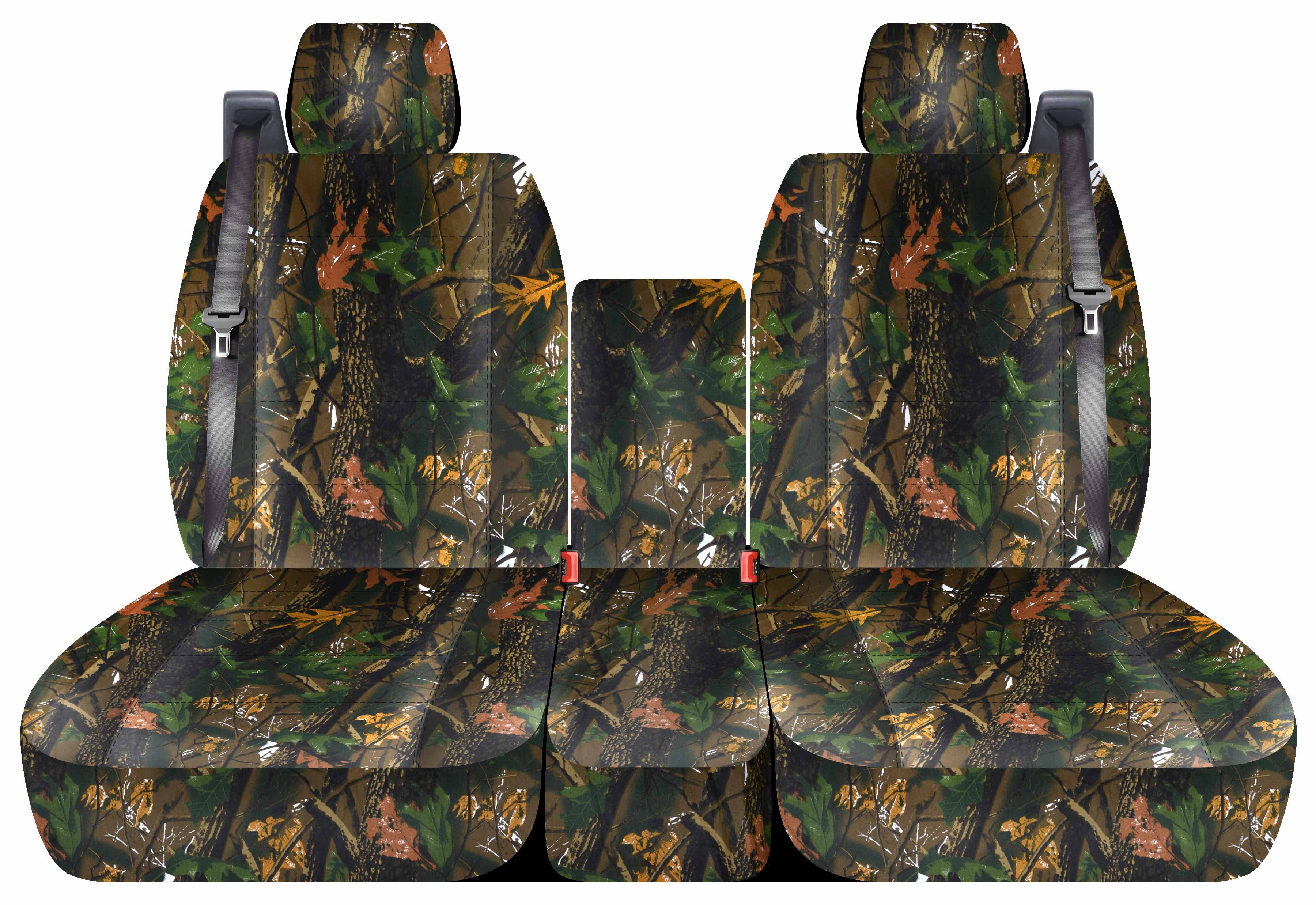 T399-Designcovers Compatible with 2004-2008 Ford F-150 Camouflage Truck Seat Covers (Front 40/20/40 Split Bench) w Opening Console and Integrated Seat Belts:Real Tree