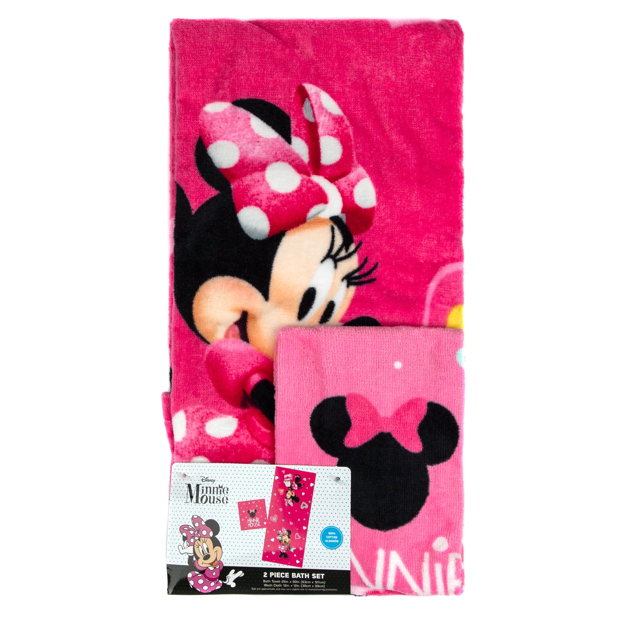 Minnie Mouse Kids Cotton 2 Piece Towel and Washcloth Set