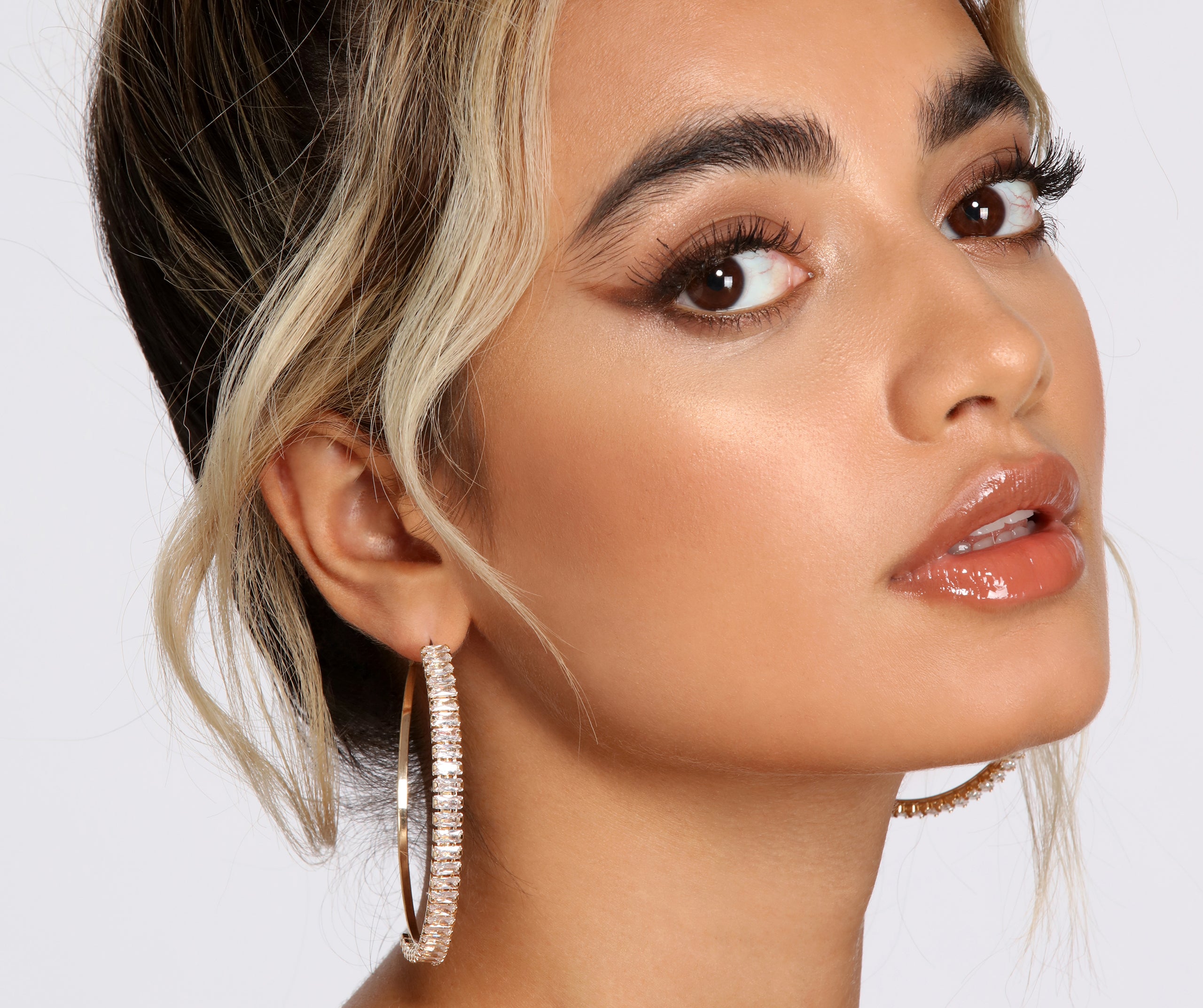 Gold Timeless Baguette Hoop Earrings