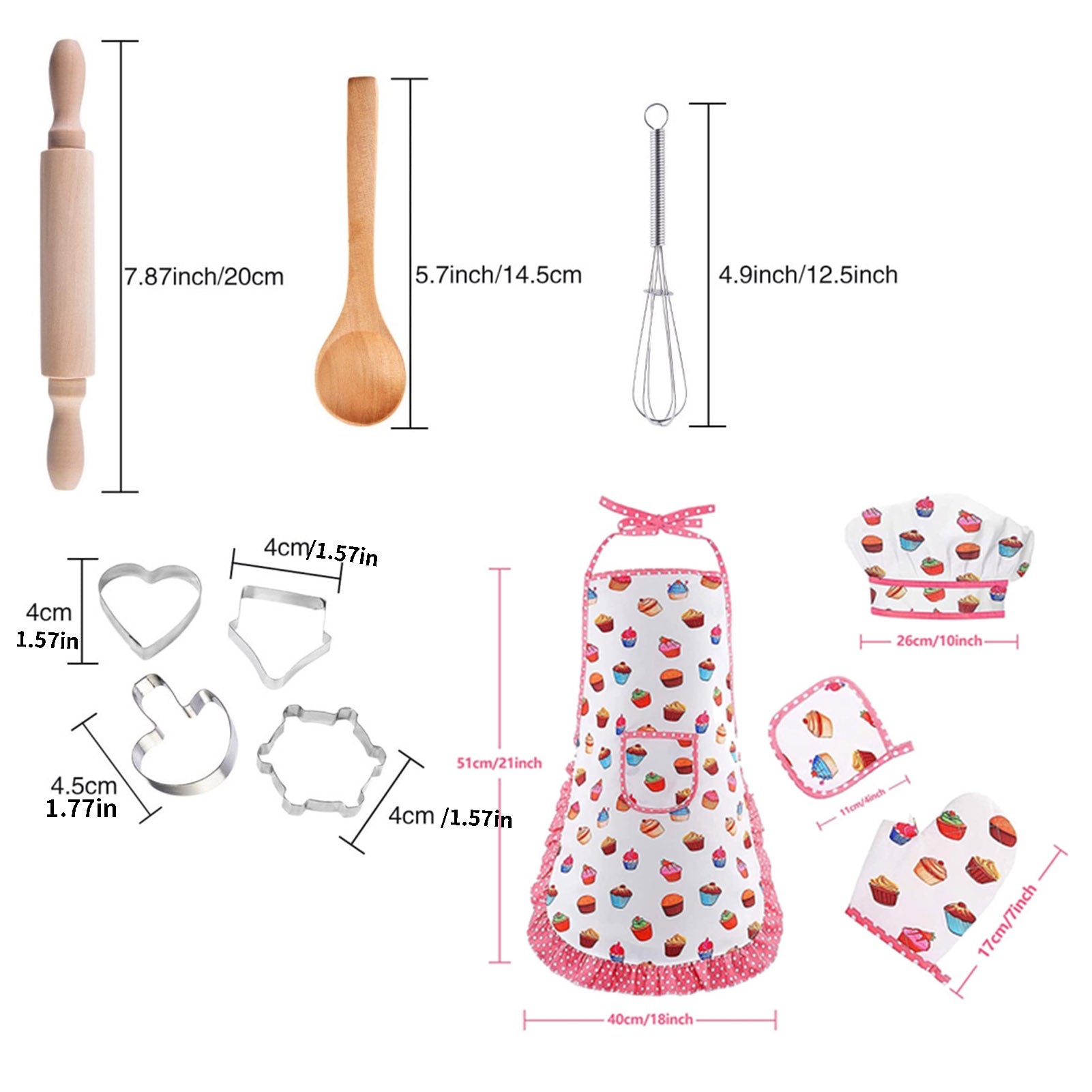 HEQU Children'S Cooking Baking Set Kitchen Toy Set Accessories Apron With Chef Hat Oven GlovesChildren'S Kitchen Gift