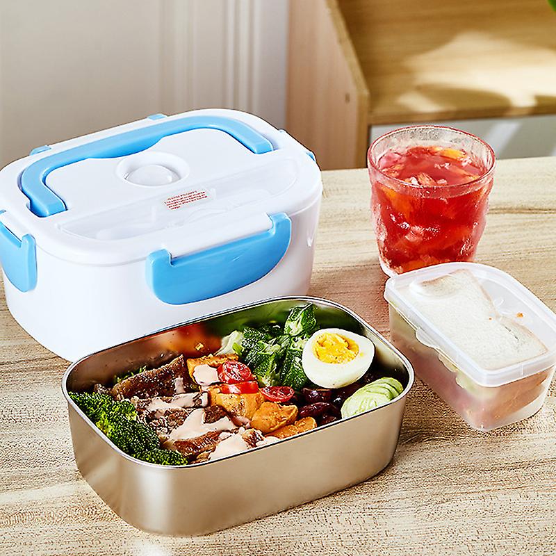 Electric Heating Lunch Box 2 Layers Portable Bento Box Food Container With Spoon Mini Rice Cooker 12v 40w For Home Office