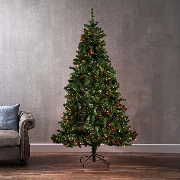 7' Noble Hinged Tree with 500 MultiLights in Green