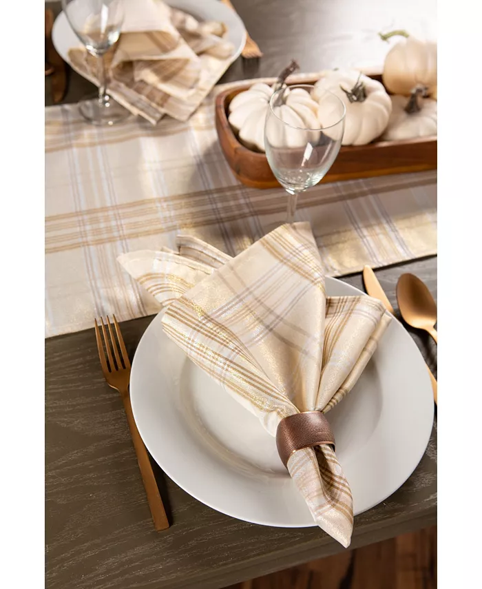 Design Imports Metallic Plaid Table Runner