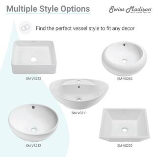 Swiss Madison Voltaire Wide Rectangle Vessel Sink in White SM-VS292