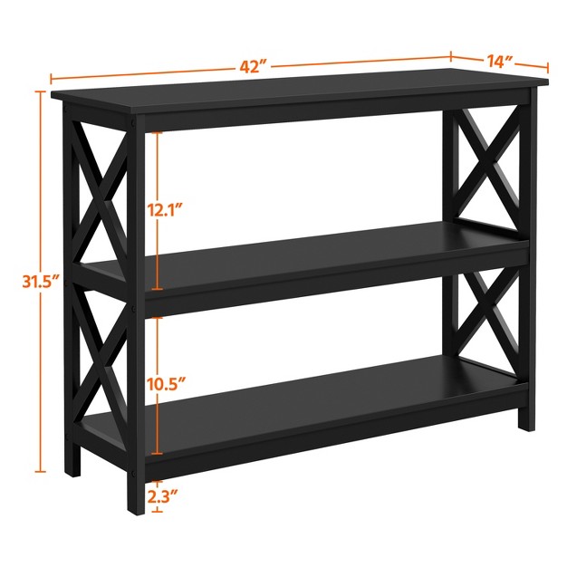 Yaheetech 3 tier Wooden Console Table X Design Entryway Table