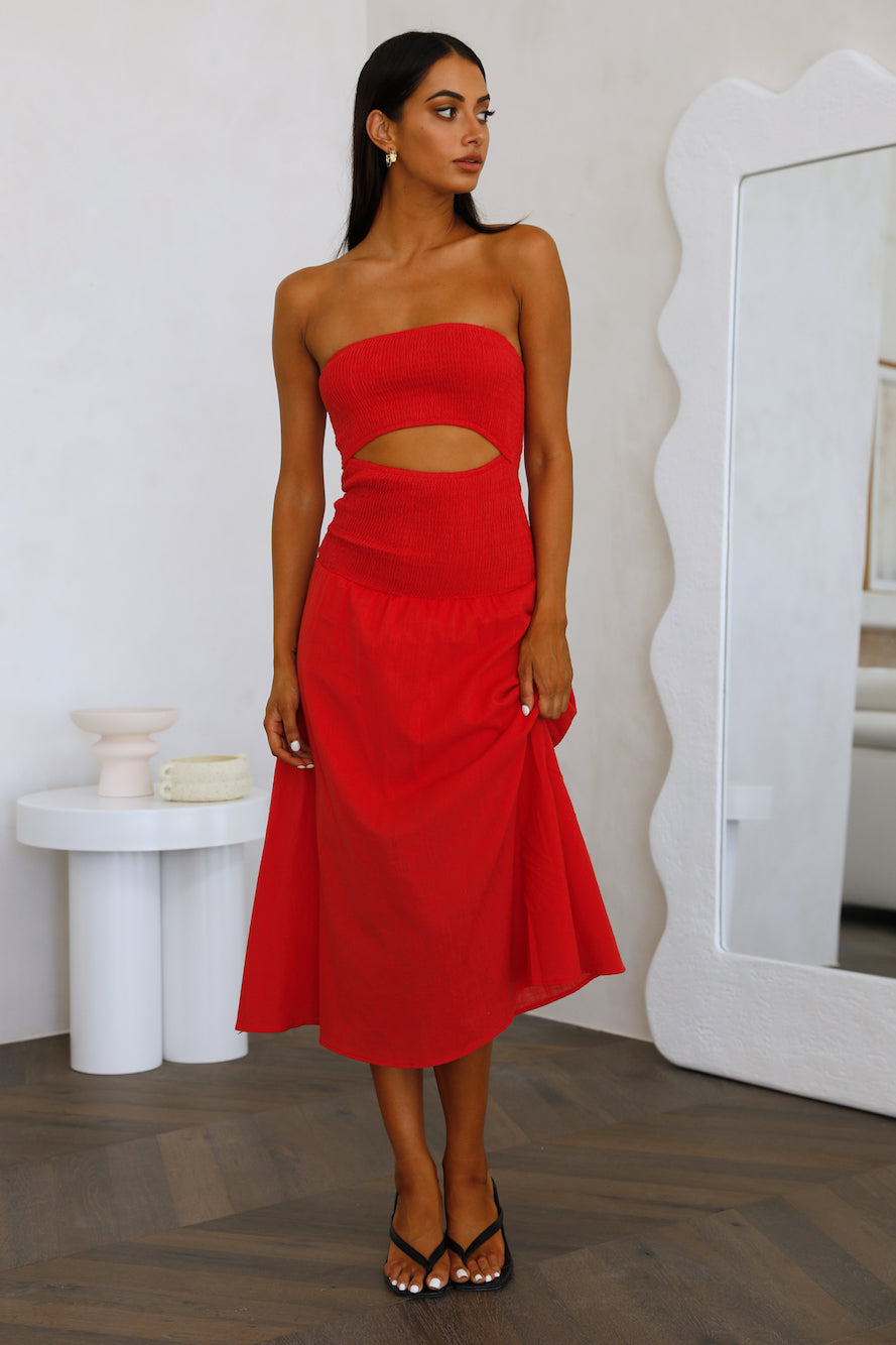 Crimson Horizons Midi Dress Red