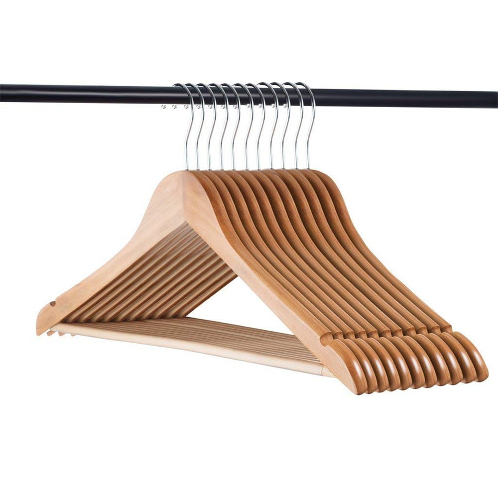 Home-It Natural Wood Clothing Hangers, 20 Pack