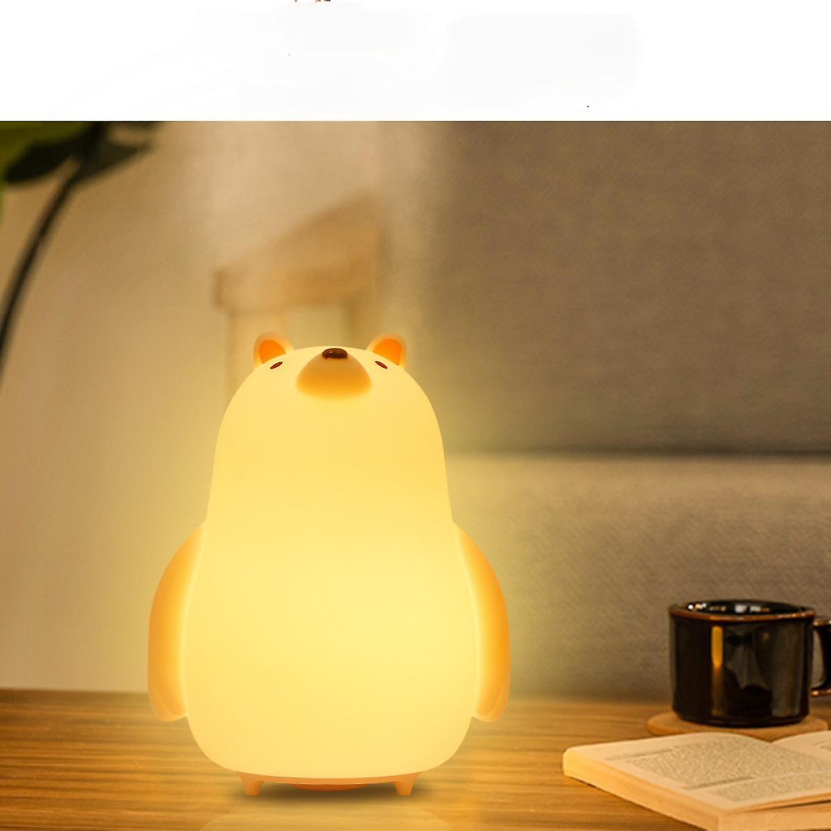 Adjustable Color Changing Led Night Light Little White Bear Silicone Cartoon Bedroom Night Light