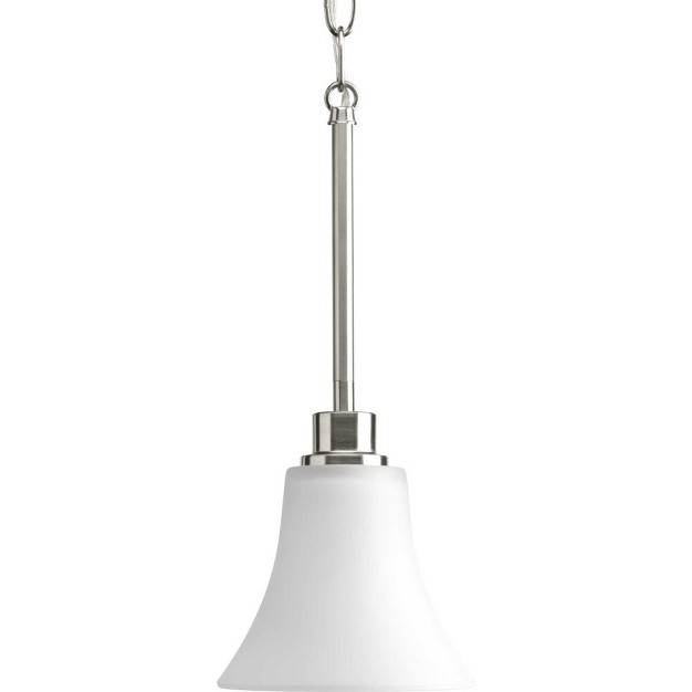 Progress Lighting Joy Collection 1 light Mini pendant Antique Bronze Etched White Fluted Glass