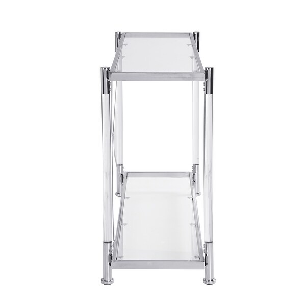 Modern Style Glass Console Table With Two shelves