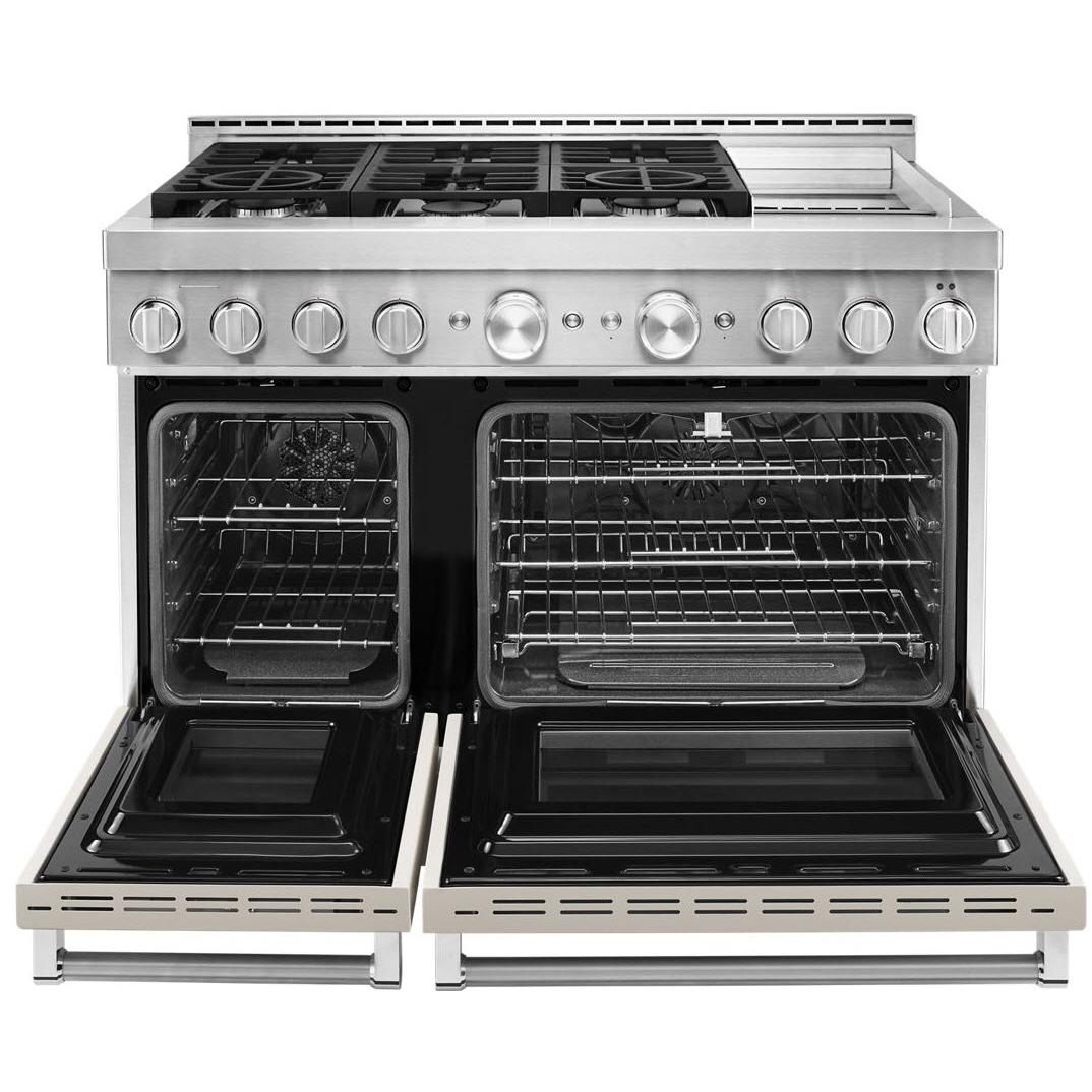 KitchenAid 48-inch Freestanding Gas Range with Even-Heat? True Convection KFGC558JMH