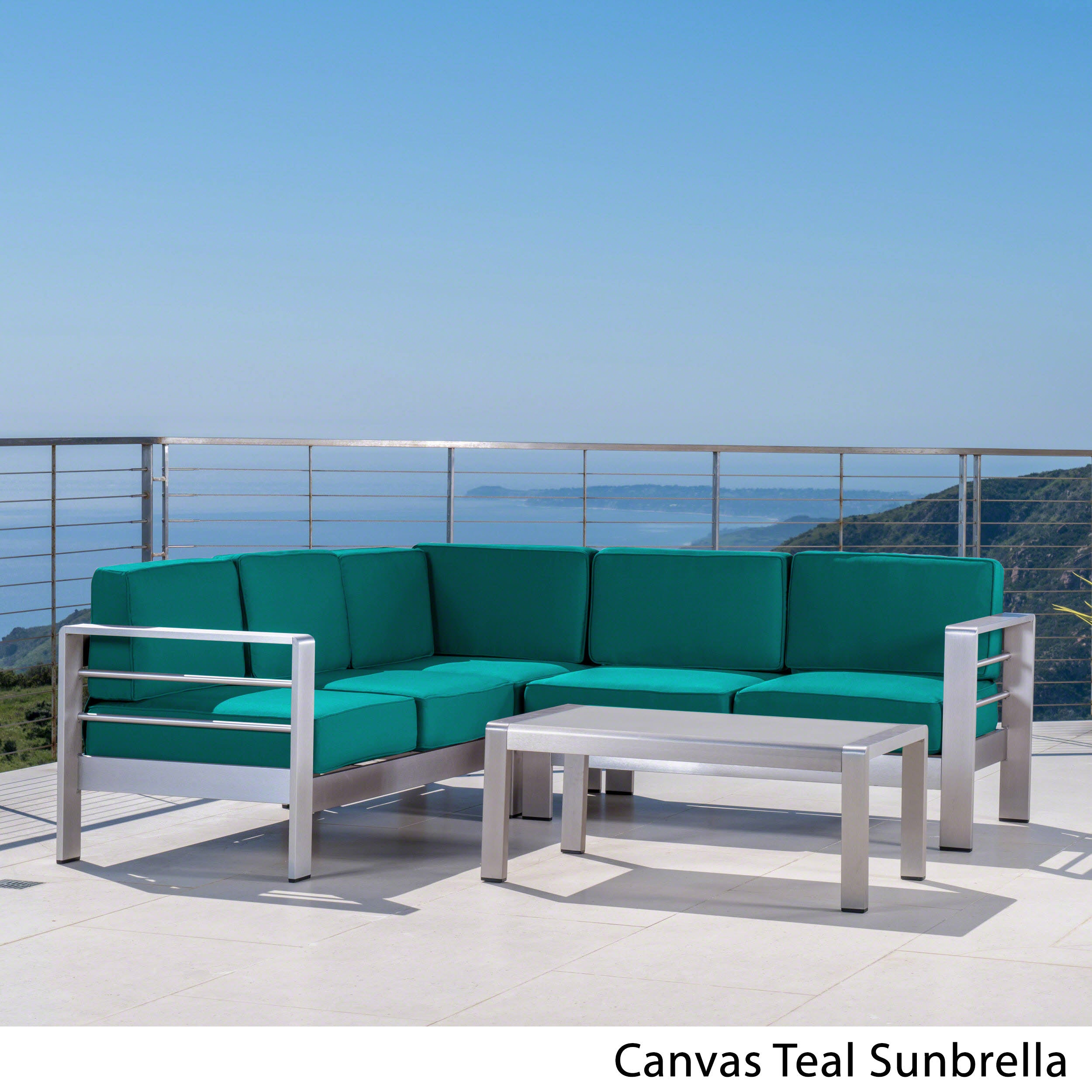 Danae Coral Outdoor Aluminum 5 Seater Sectional Sofa Set