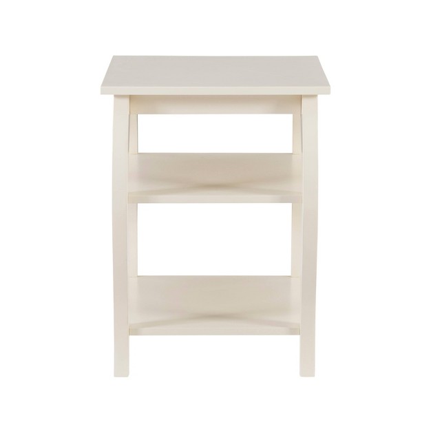 Aurora Solid Wood 2 shelf Side Table Off white Powell