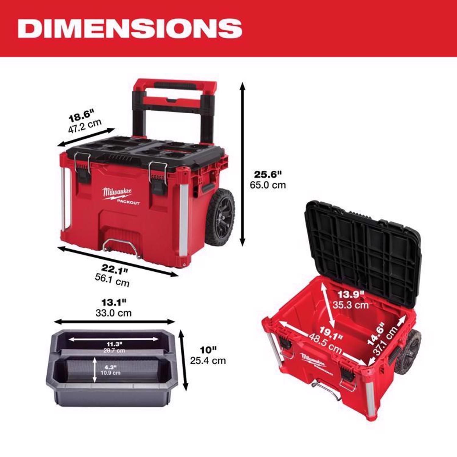 Milwaukee Packout 18.6 in. Rolling Tool Box Black/Red